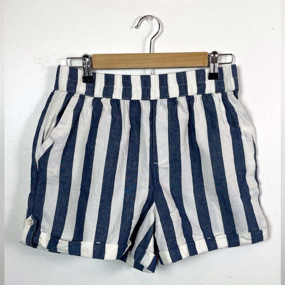 Pact Women's Navy and White Striped Bermuda Shorts